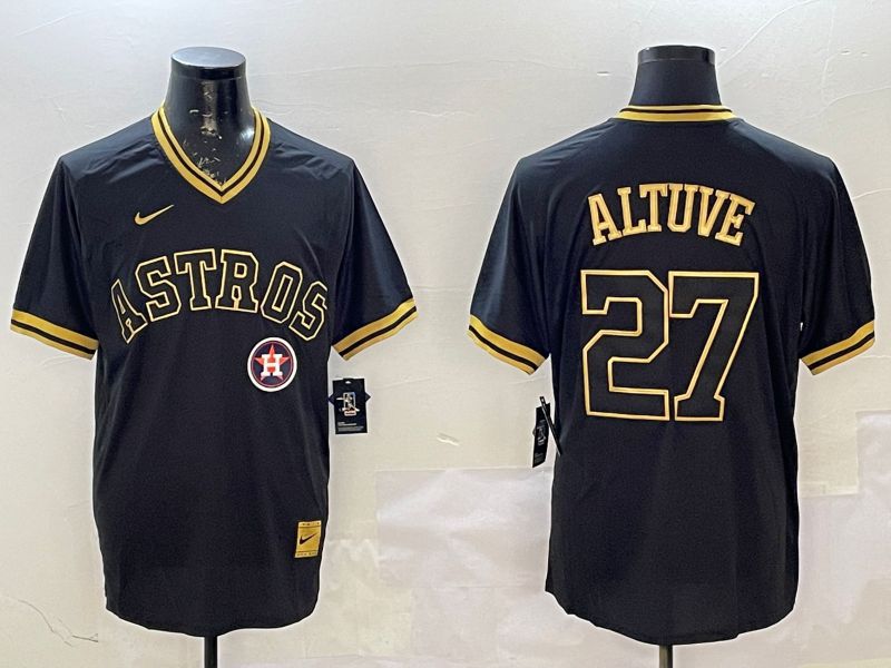 Men Houston Astros 27 Altuve Black Gold Game 2025 Nike MLB Jersey style 6